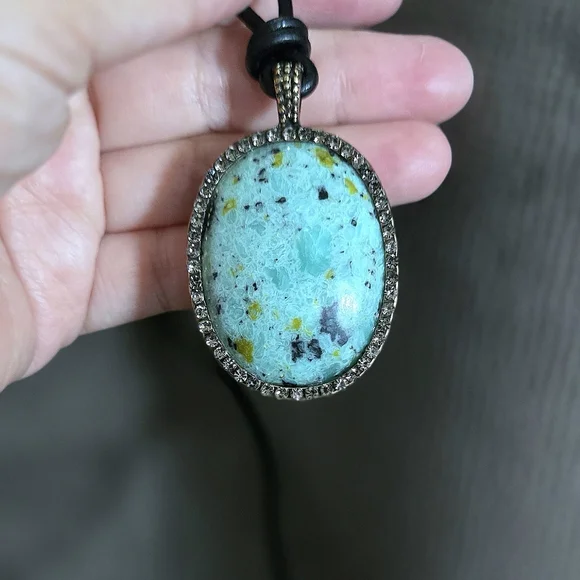 Atterri🛬 Reconstituted Stone on a Black🖤 Waxed Cord Necklace - NIB - Picture 16 of 16